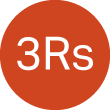 3Rs written in an orange circle