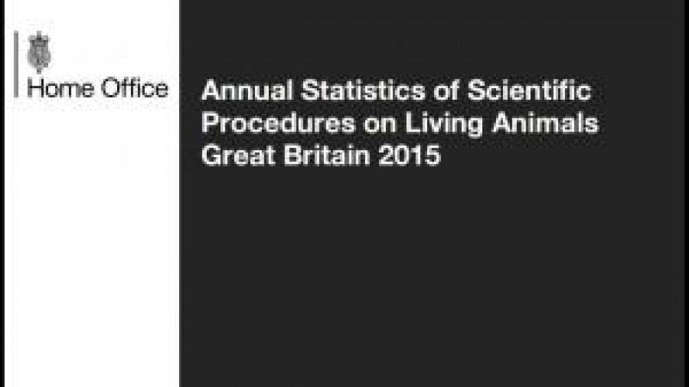 Front cover of the Annual Statistics of Scientific Procedures on Living Animals Great Britain 2015