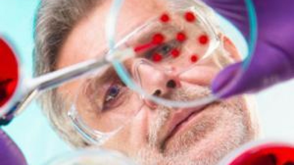 A laboratory technician working with sample in a petri dish