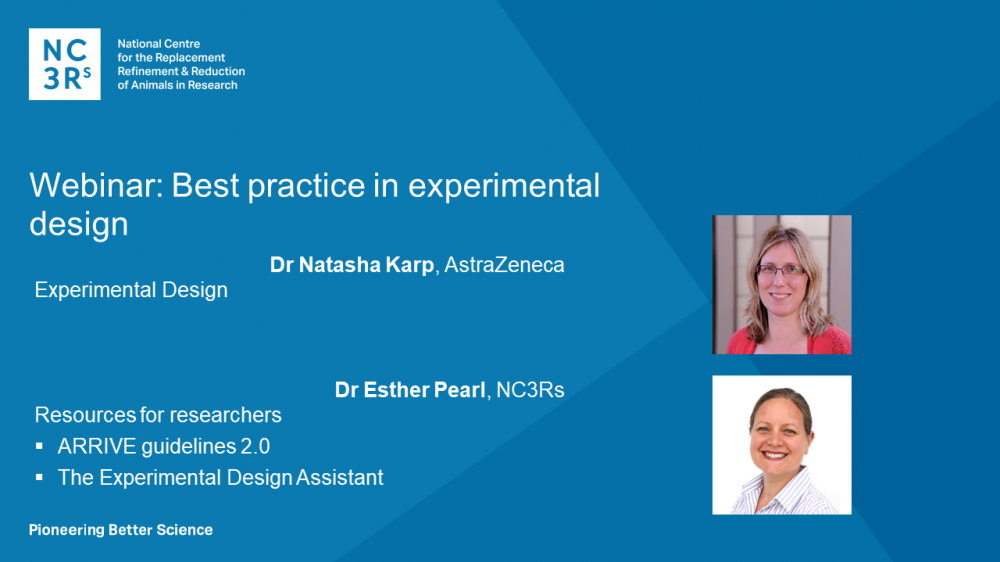 Title slide of webinar with photos of Dr Natasha Karp and Dr Esther Pearl