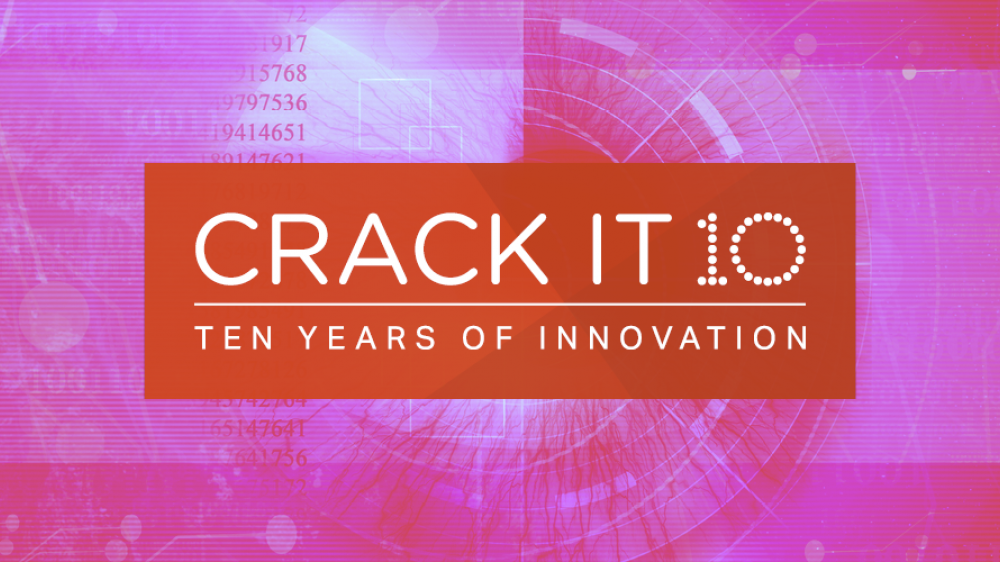 The CRACK IT 10 logo superimposed over an abstract image of an eye