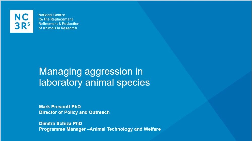 Webinar title slide: Managing aggression in laboratory animal species