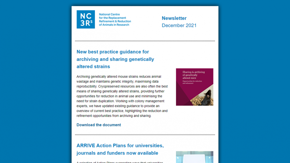 A screenshot of the NC3Rs newsletter