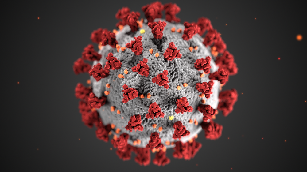 Illustration of a COVID-19 particle