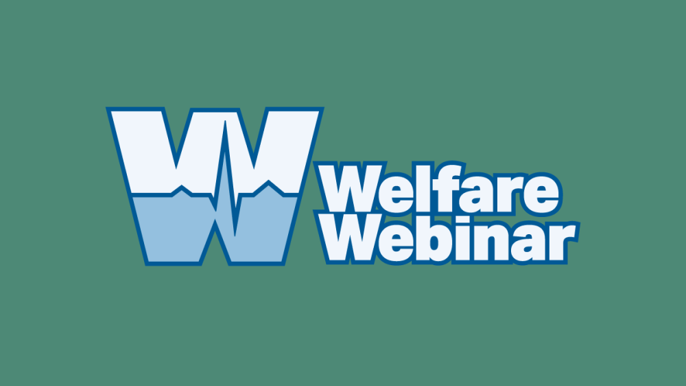 Welfare webinar series logo, with an ECG trace representing health monitoring within a large 'W'.