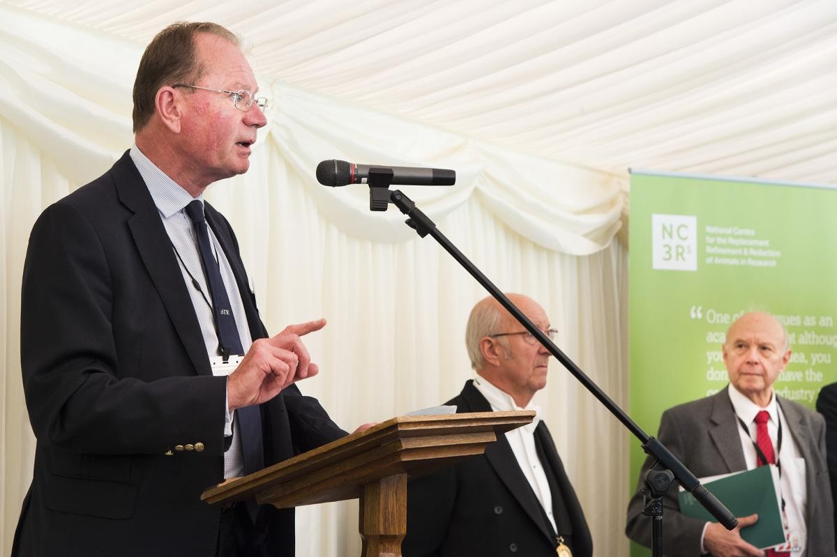 Professor Stephen Holgate on stage giving a talk